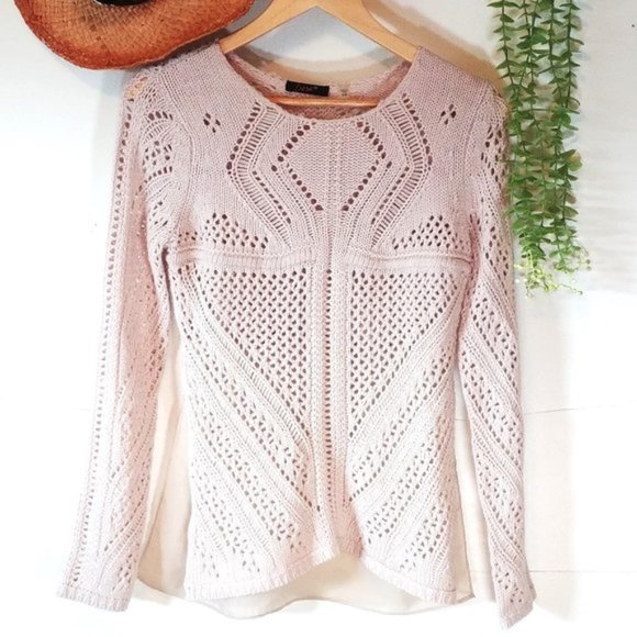 🌸Host Pick🌸🌿DEX Vintage Knit Sheer Sweater. Light Brown. Small - Picture 1 of 5